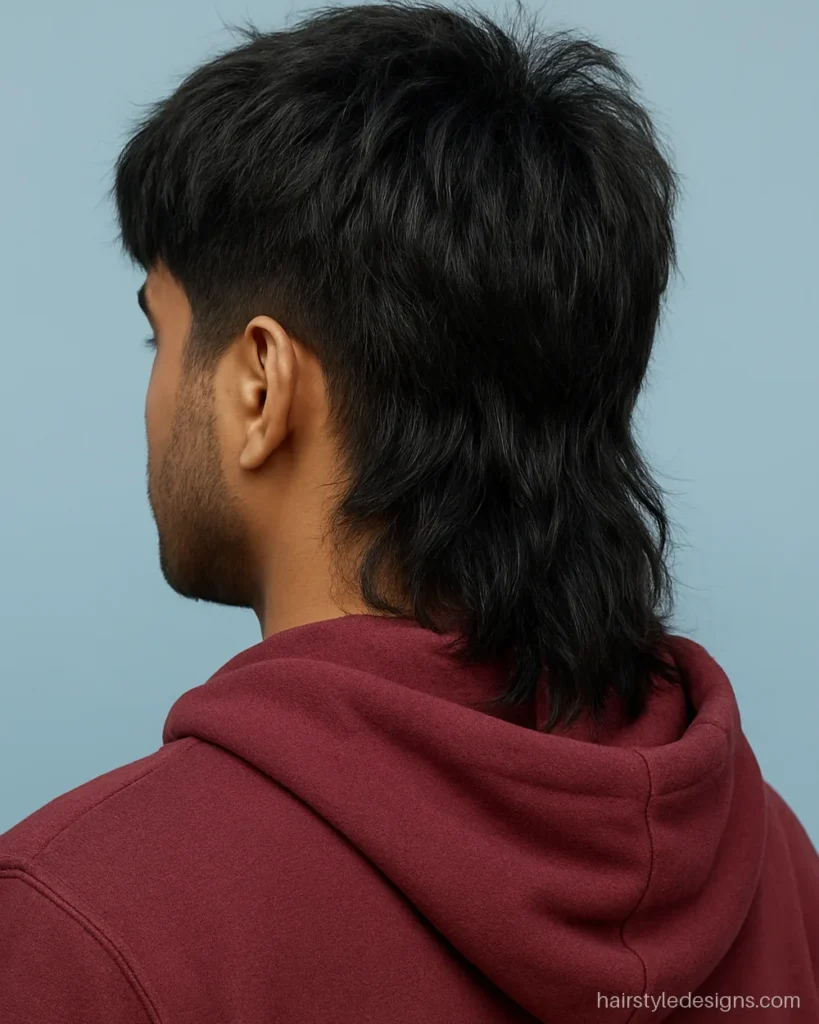 Best mullet hairstyle with a shaggy fringe and tousled back