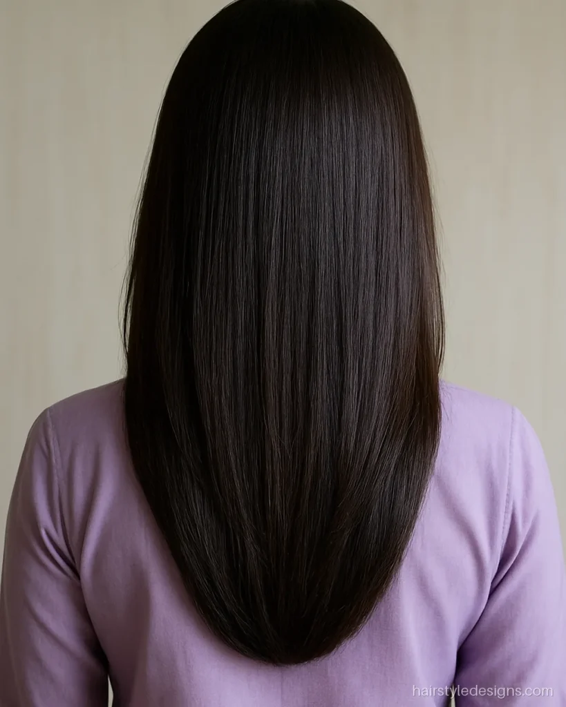 New model hairstyle with a U cut back and face-framing layers