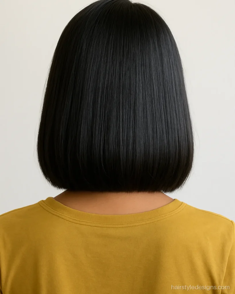 Trending hairstyle for women: blunt long bob just above the shoulders