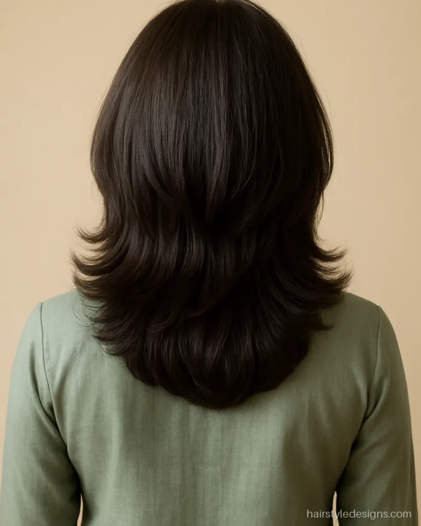 Butterfly haircut, a trending hairstyle for girls with a bouncy blowout