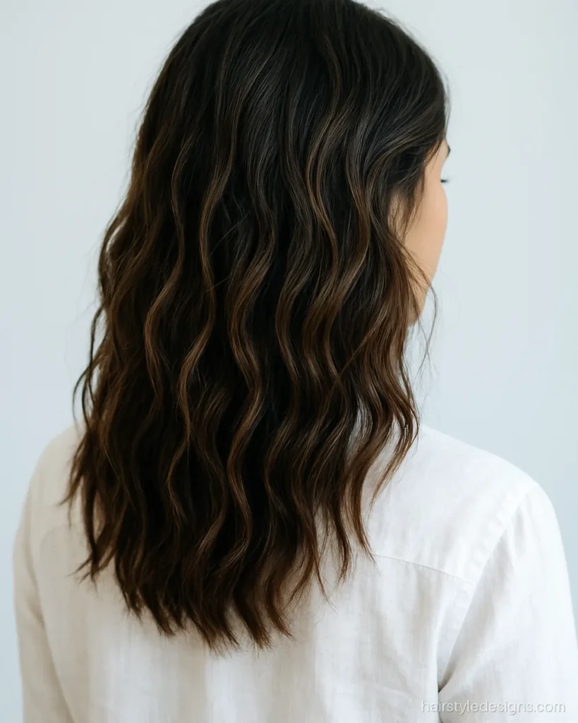 Beach waves hairstyle with messy bends and a matte finish