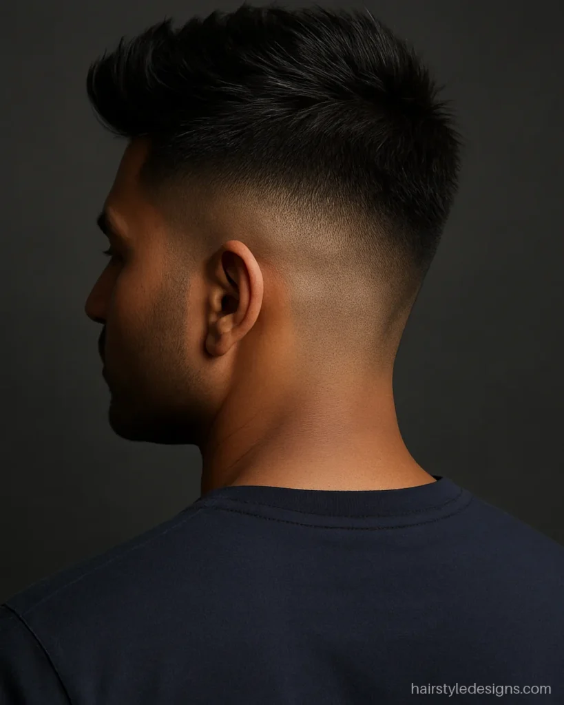 High fade quiff with a tall textured top for a bold look
