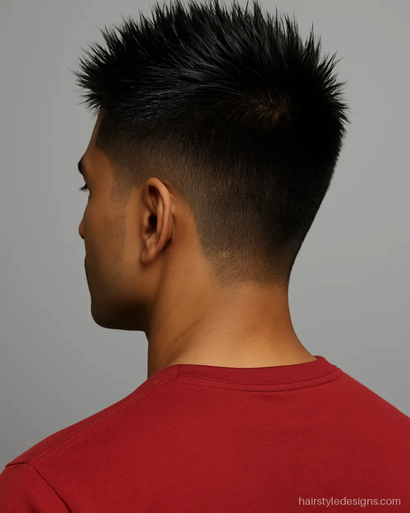 Short spikes hairstyle with sharp upright spikes and #1 sides