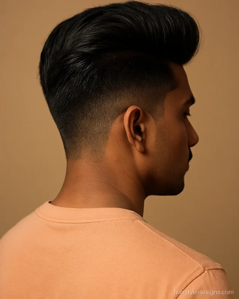 Side puff hairstyle with volume leaning to one side