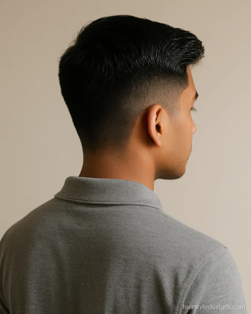 Small hair hairstyle for boys with a short side swept top