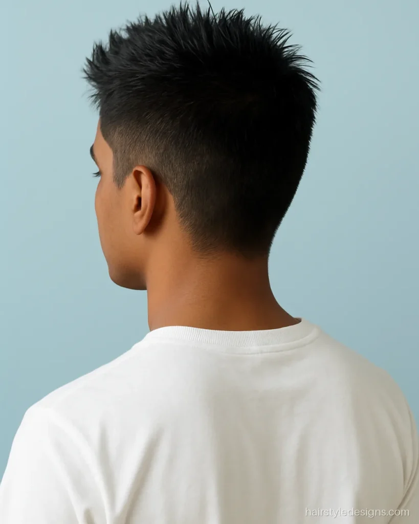 Short hair hairstyle boy with short spiky texture and tapered sides