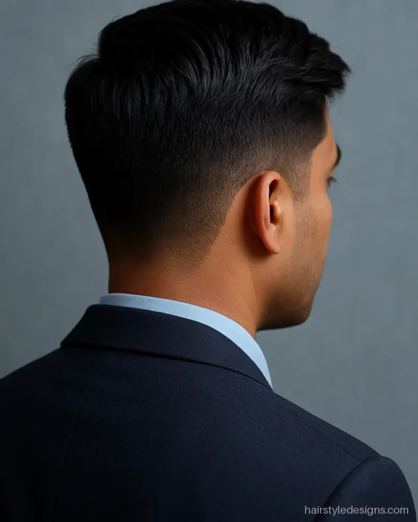Gentleman men formal hairstyle with a textured side part and soft finish