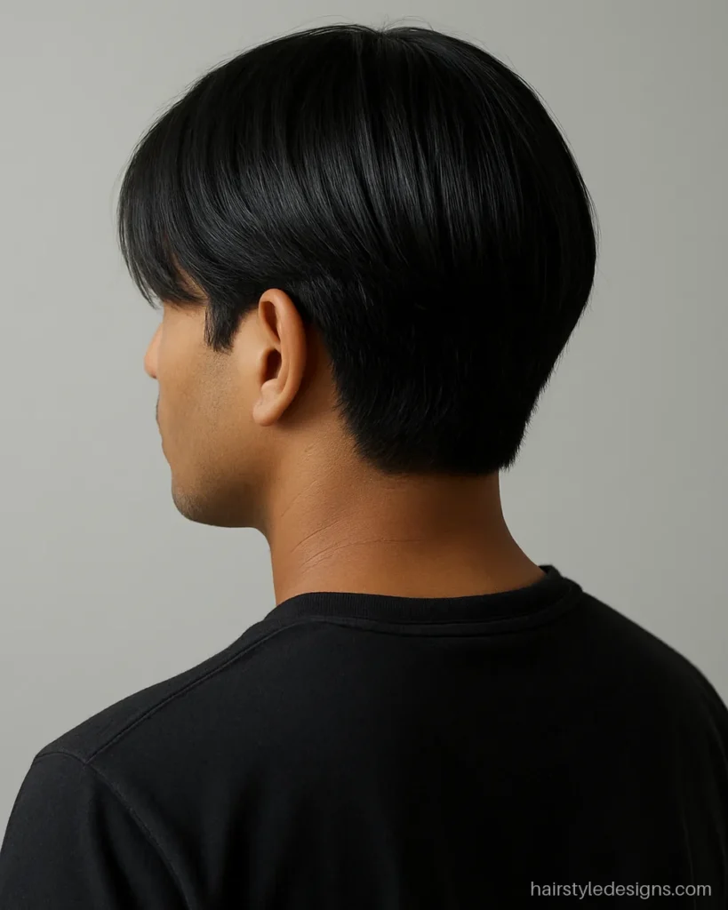 Middle part curtains hairstyle men with thick hair falling to the cheekbones