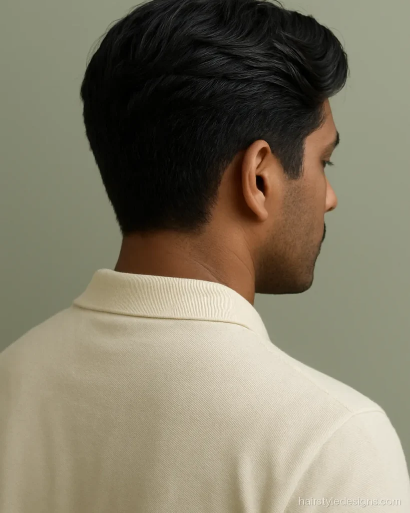 Old money hairstyle men wear with a soft side part and scissor sides