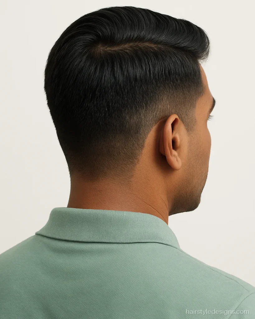 Side part hairstyle men like with a one side comb over and low taper