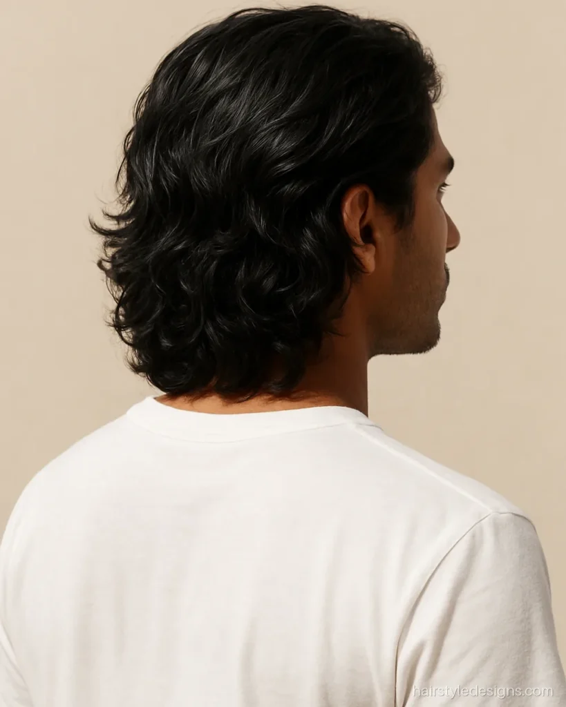 Bro flow hairstyle on wavy hair with a loose surfer flow look